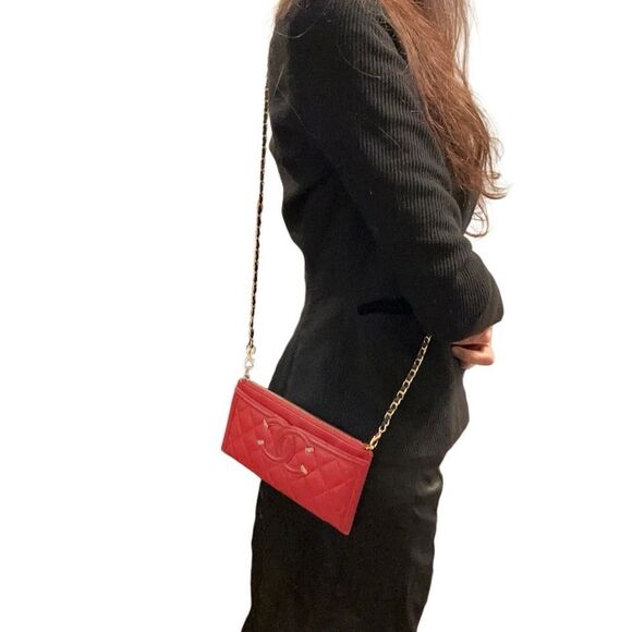 Chanel boys red leather long wallet pouch - Picture 15 of 16